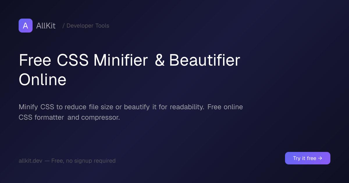 Free CSS Minifier & Beautifier Online | AllKit
