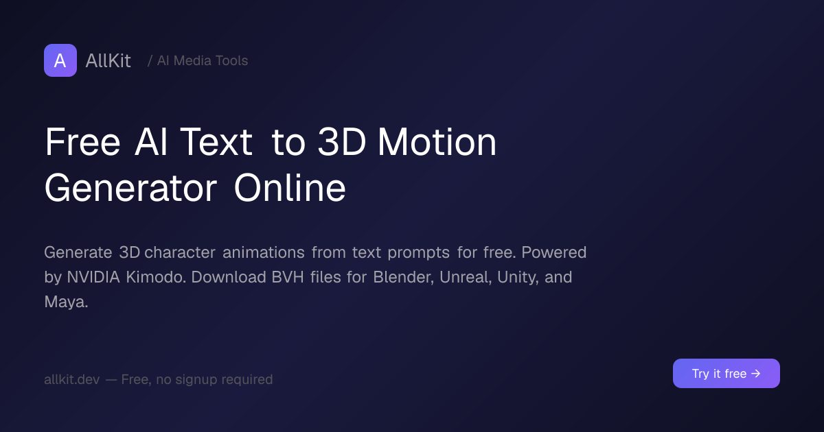 Free AI Text to 3D Motion Generator Online | AllKit